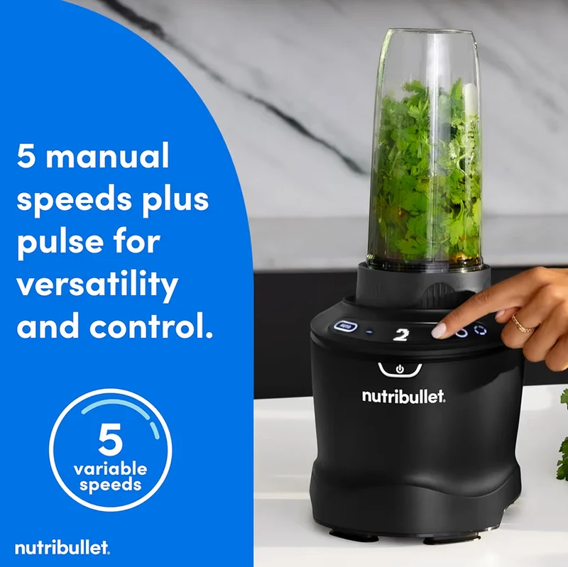 Nutribullet SmartSense Blender Combo, 1400W, 64oz Pitcher, 32oz & 24oz Cups, 5-Speed - Matte Black