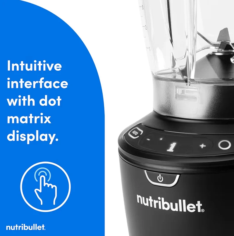 Nutribullet SmartSense Blender Combo, 1400W, 64oz Pitcher, 32oz & 24oz Cups, 5-Speed - Matte Black