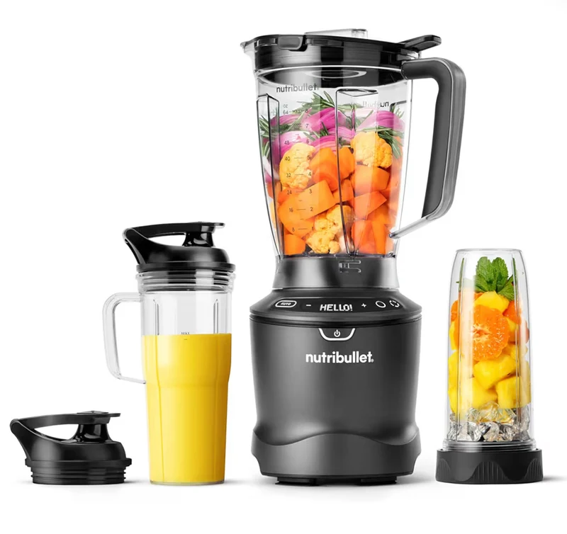 Nutribullet SmartSense Blender Combo, 1400W, 64oz Pitcher, 32oz & 24oz Cups, 5-Speed - Gray