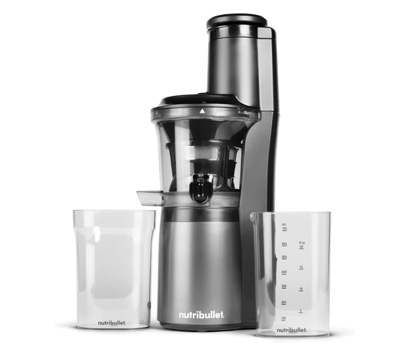 NutriBullet Slow Juicer Machine, Quiet Motor & Reverse Function, BPA-Free, Cold Press Juicer with Brush, 150 Watts - Charcoal Black