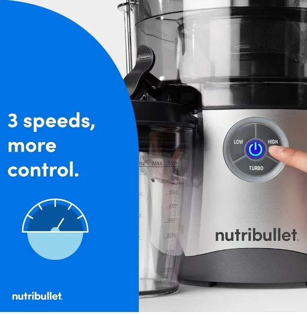 NutriBullet Juicer Pro Centrifugal Juicer Machine, Food Prep, 27 Ounces/1.5 Liters, 1000 Watts - Silver