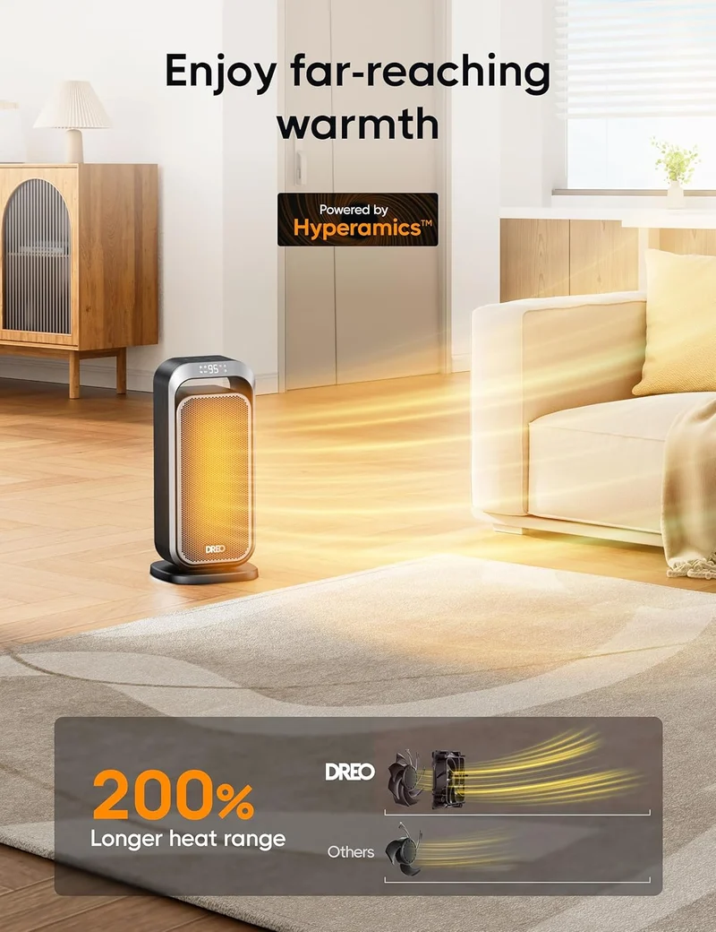 1500W Radiator Heater with Remote Control and 70° Oscillating Space Heater with Remote Control, Electric Heaters for Indoor Use