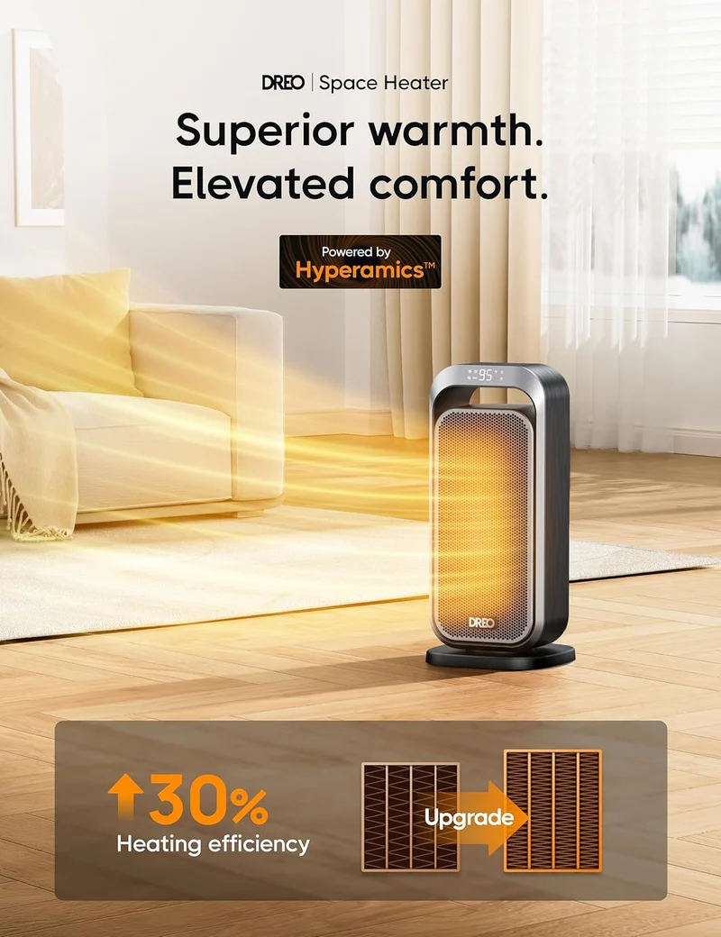 1500W Radiator Heater with Remote Control and 70° Oscillating Space Heater with Remote Control, Electric Heaters for Indoor Use
