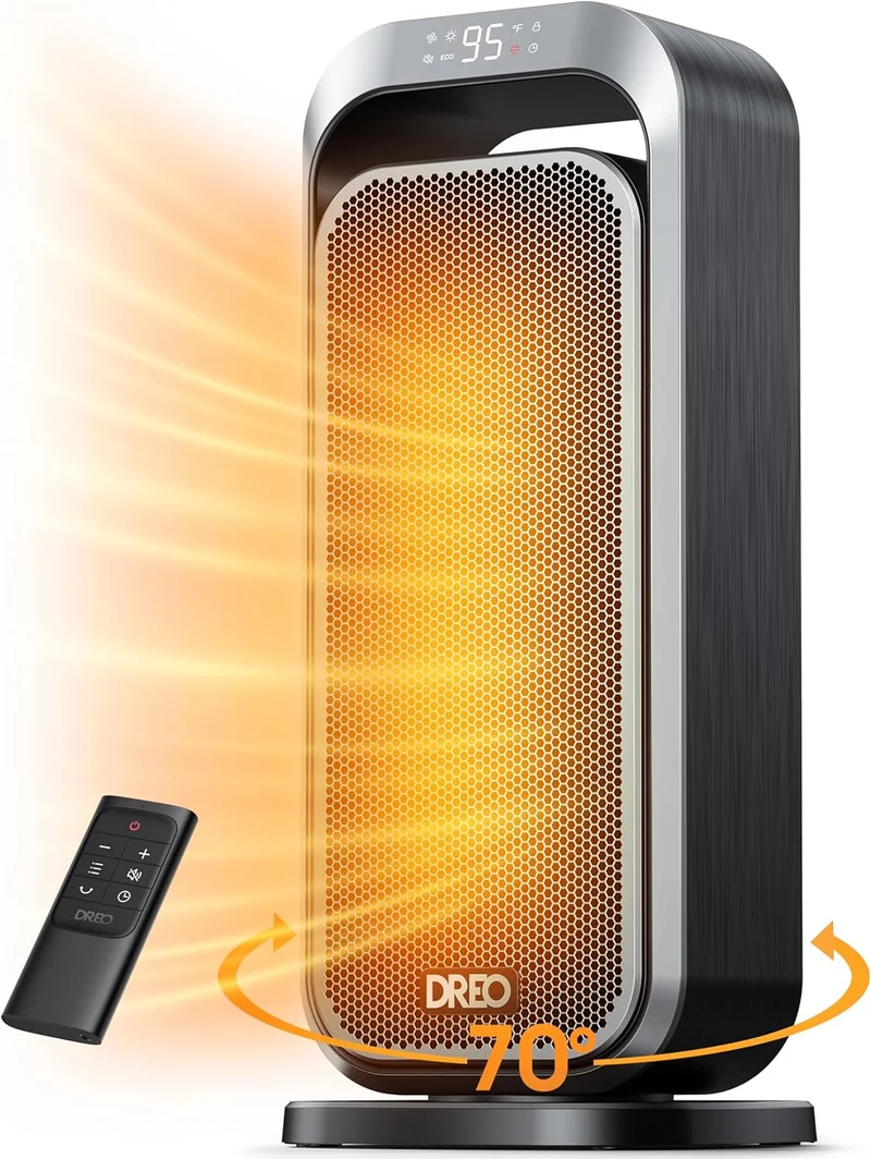 1500W Radiator Heater with Remote Control and 70° Oscillating Space Heater with Remote Control, Electric Heaters for Indoor Use