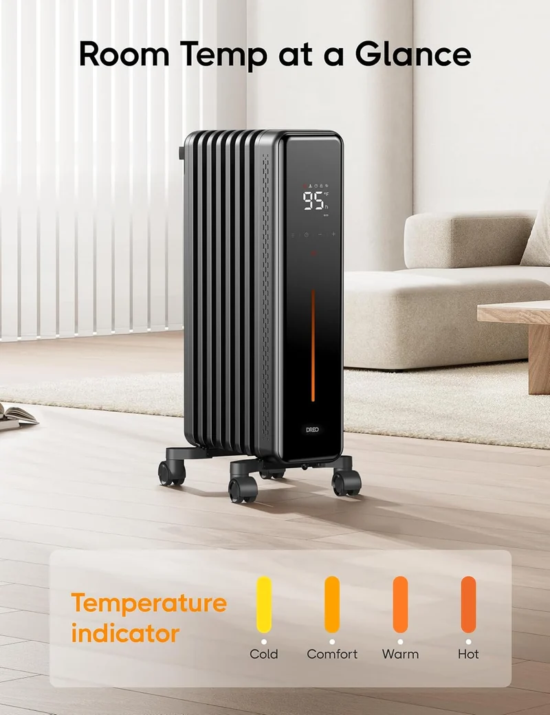 1500W Radiator Heater with Remote Control and 70° Oscillating Space Heater with Remote Control, Electric Heaters for Indoor Use