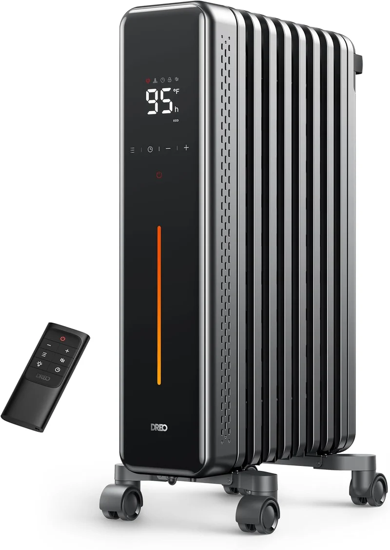 1500W Radiator Heater with Remote Control and 70° Oscillating Space Heater with Remote Control, Electric Heaters for Indoor Use