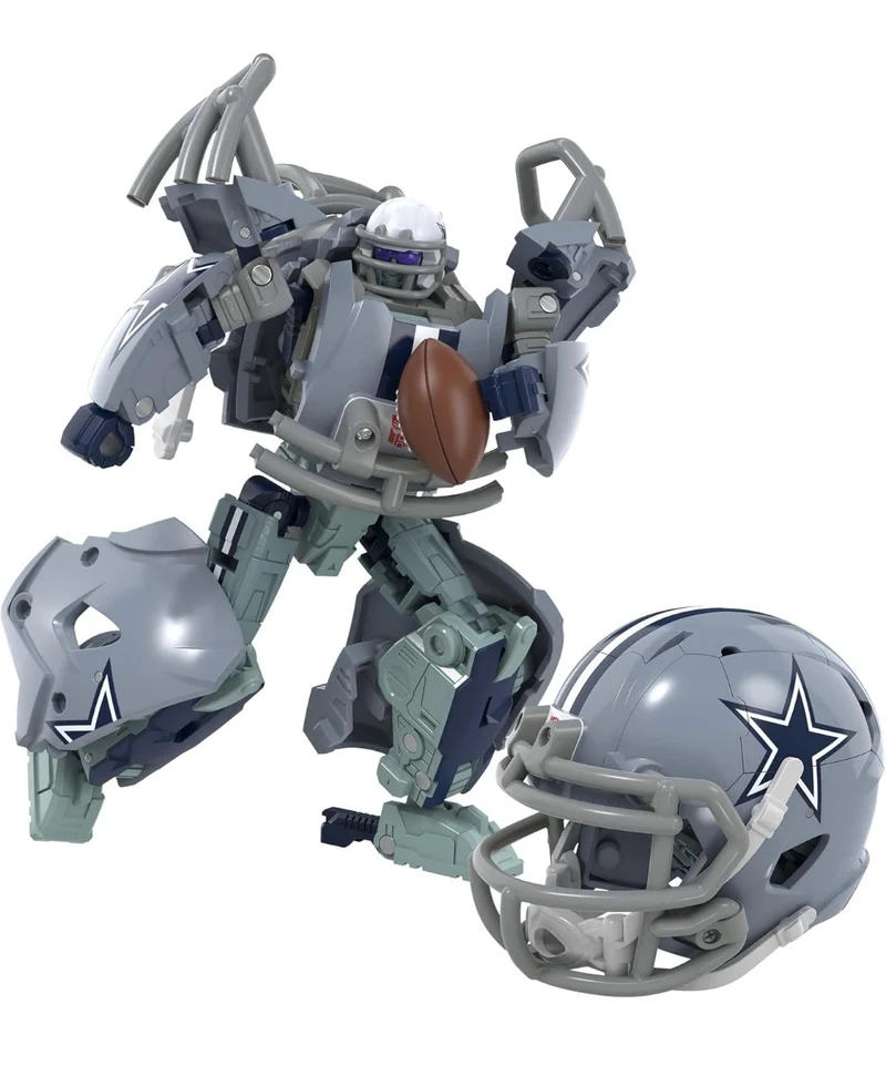 Transformers NFL Dallas Cowboys Starblitz 5.5-Inch Action Figure Changes from Robot to Helmet, Football Toys for Ages 8+