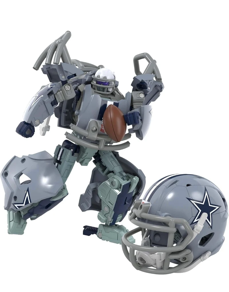 Transformers NFL Dallas Cowboys Starblitz 5.5-Inch Action Figure Changes from Robot to Helmet, Football Toys for Ages 8+