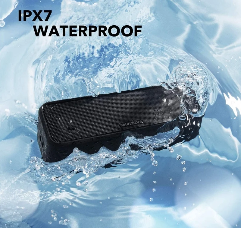 Soundcore Anker 3 Portable Bluetooth Speaker - Wireless, IPX7 Waterproof, 24H Playtime, Pure Titanium Diaphragm Drivers, PartyCast, BassUp, Custom EQ App - for Home, Shower, Outdoor, and Beach