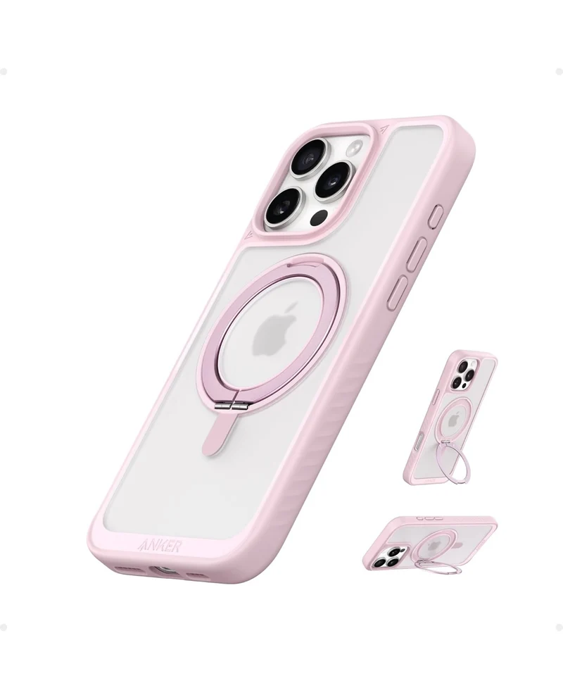 Anker Ultra Magnetic for iPhone Case with Sturdy 360° Ring Stand - (for iPhone 16 Pro Max, Pink)