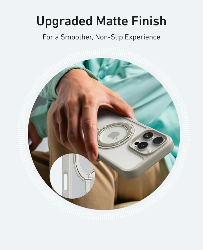 Anker Ultra Magnetic for iPhone Case with Sturdy 360° Ring Stand- (for iPhone 16 Pro Max, Clear)