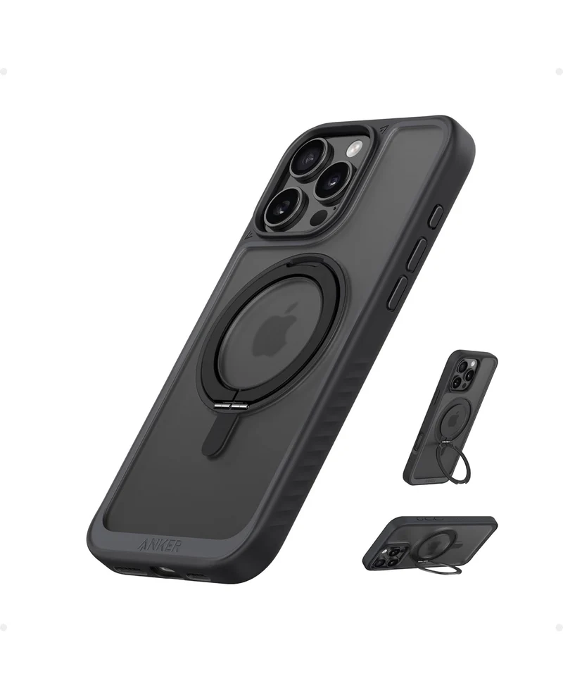 Anker Ultra Magnetic for iPhone 16 Pro Max Case with Sturdy 360° Ring Stand - MagSafe(Black)