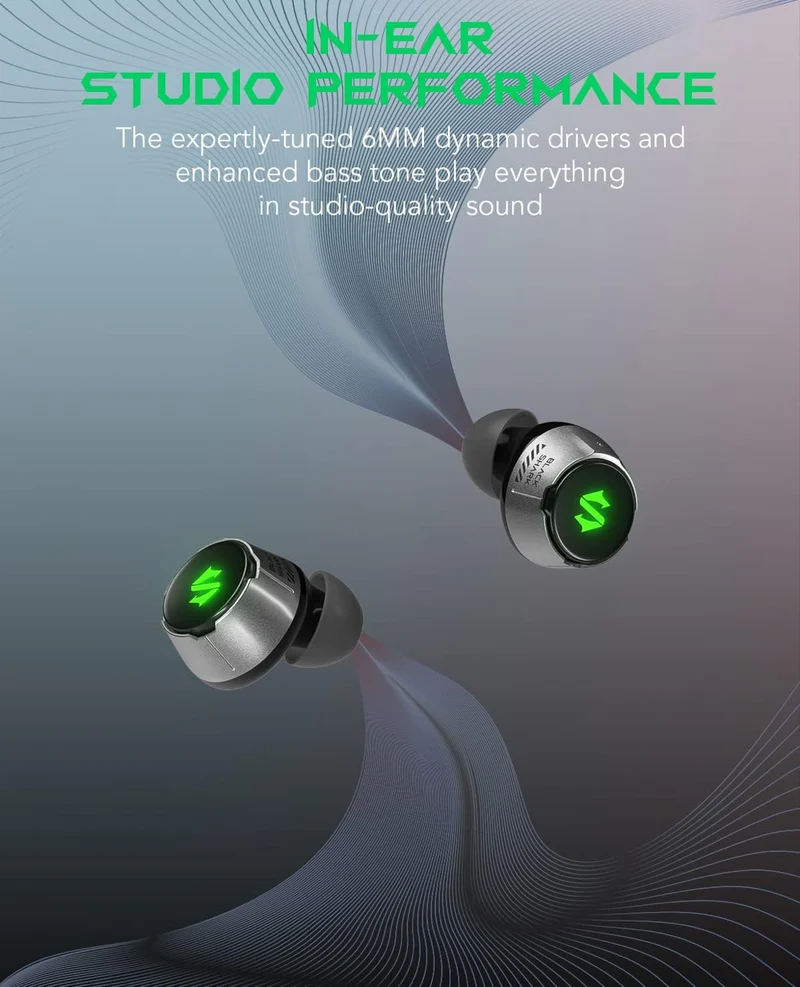 Black Shark Wireless Earbuds with 35ms Ultra-Low Latency w/ Studio-Quality Sound, IPX5 Waterproof