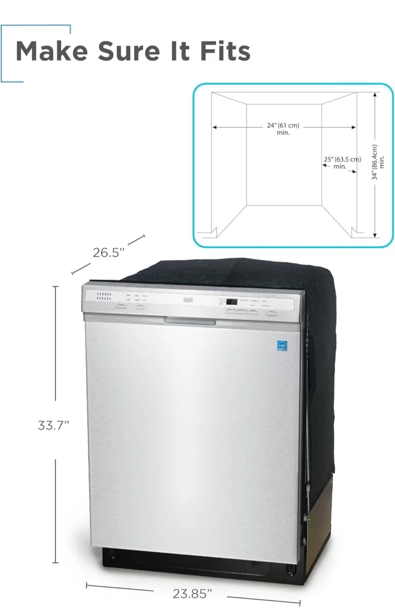 BLACK+DECKER 24" Built-In Dishwasher, 12-Place Setting Capacity with Stainless Steel Tub, Dish Washer with 6 Wash Programs, Low Noise, ENERGY STAR Certified, BDW200MS, Stainless Steel Look