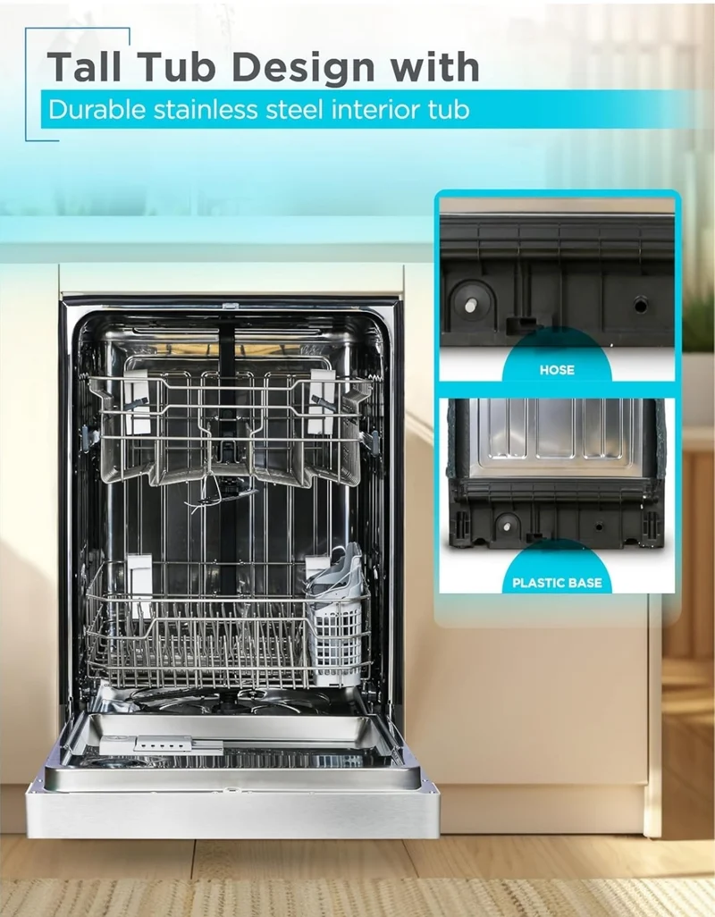 BLACK+DECKER 24" Built-In Dishwasher, 12-Place Setting Capacity with Stainless Steel Tub, Dish Washer with 6 Wash Programs, Low Noise, ENERGY STAR Certified, BDW200MS, Stainless Steel Look