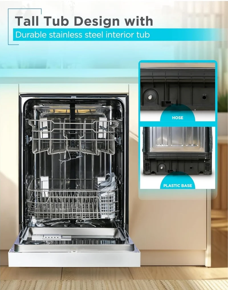 BLACK+DECKER 24" Built-In Dishwasher, 12-Place Setting Capacity with Stainless Steel Tub, Dish Washer with 6 Wash Programs, Low Noise, ENERGY STAR Certified, BDW200MW, White