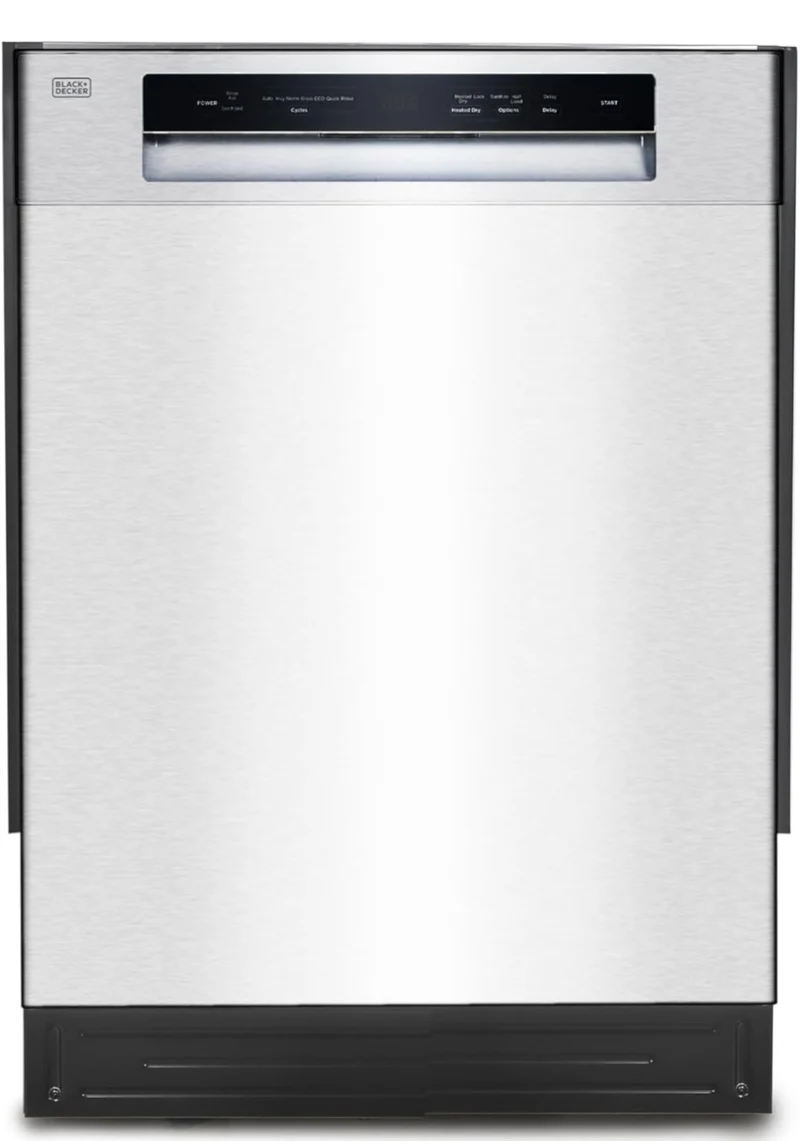 BLACK+DECKER 24" Built-In Dishwasher, 12-Place Setting Capacity with Stainless Steel Tub, Dish Washer with 5 Wash Programs and Smart Wash Cycle, ENERGY STAR Certified, BDW100MS, Stainless Steel