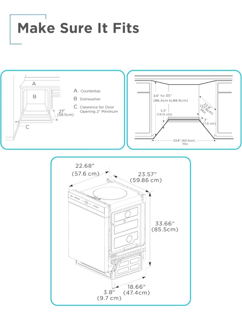 BLACK+DECKER 24" Built-In Dishwasher, 12-Place Setting Capacity with Stainless Steel Tub, Dish Washer with 5 Wash Programs and Smart Wash Cycle, ENERGY STAR Certified, BDW100MS, Stainless Steel