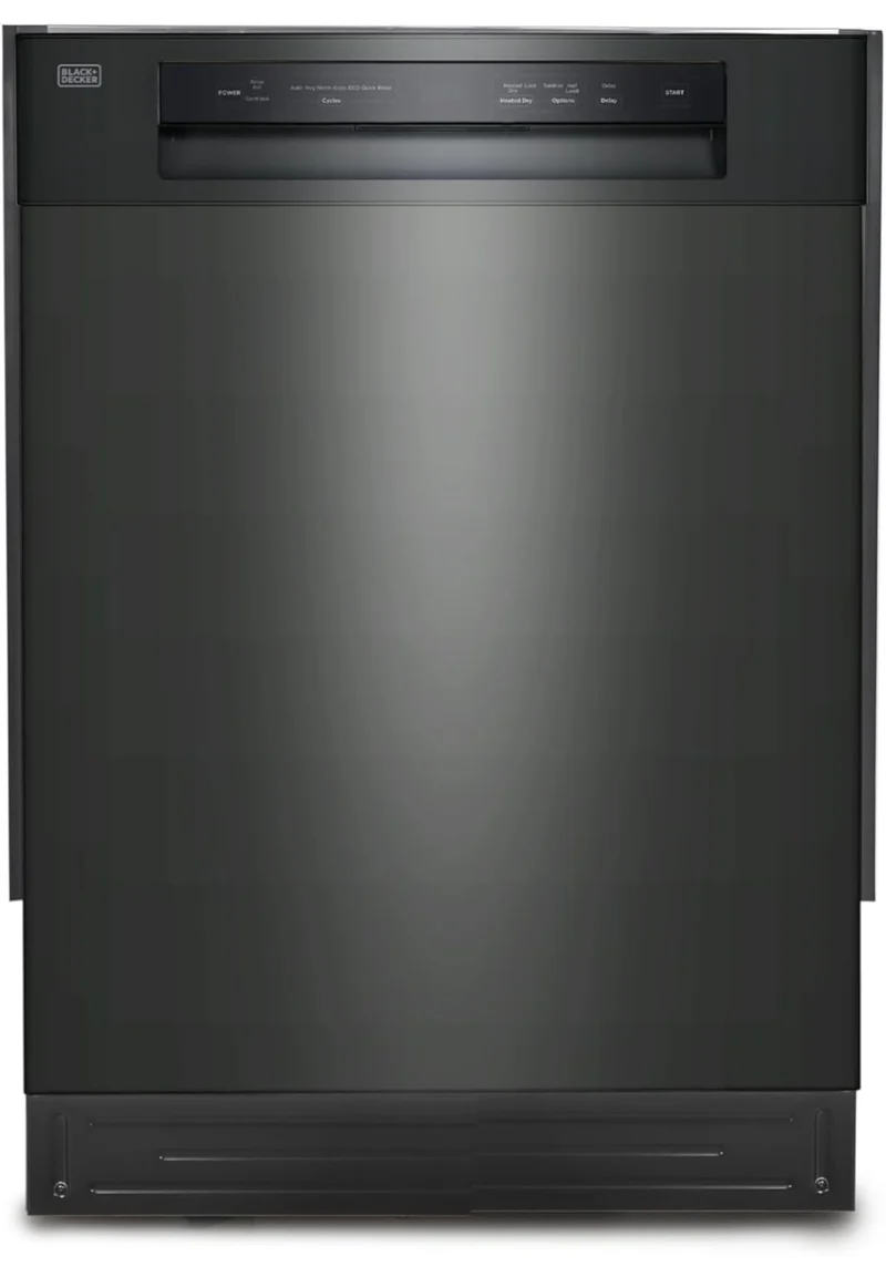 BLACK+DECKER 24" Built-In Dishwasher, 12-Place Setting Capacity with Stainless Steel Tub, Dish Washer with 5 Wash Programs and Smart Wash Cycle, ENERGY STAR Certified, BDW100MB, Black