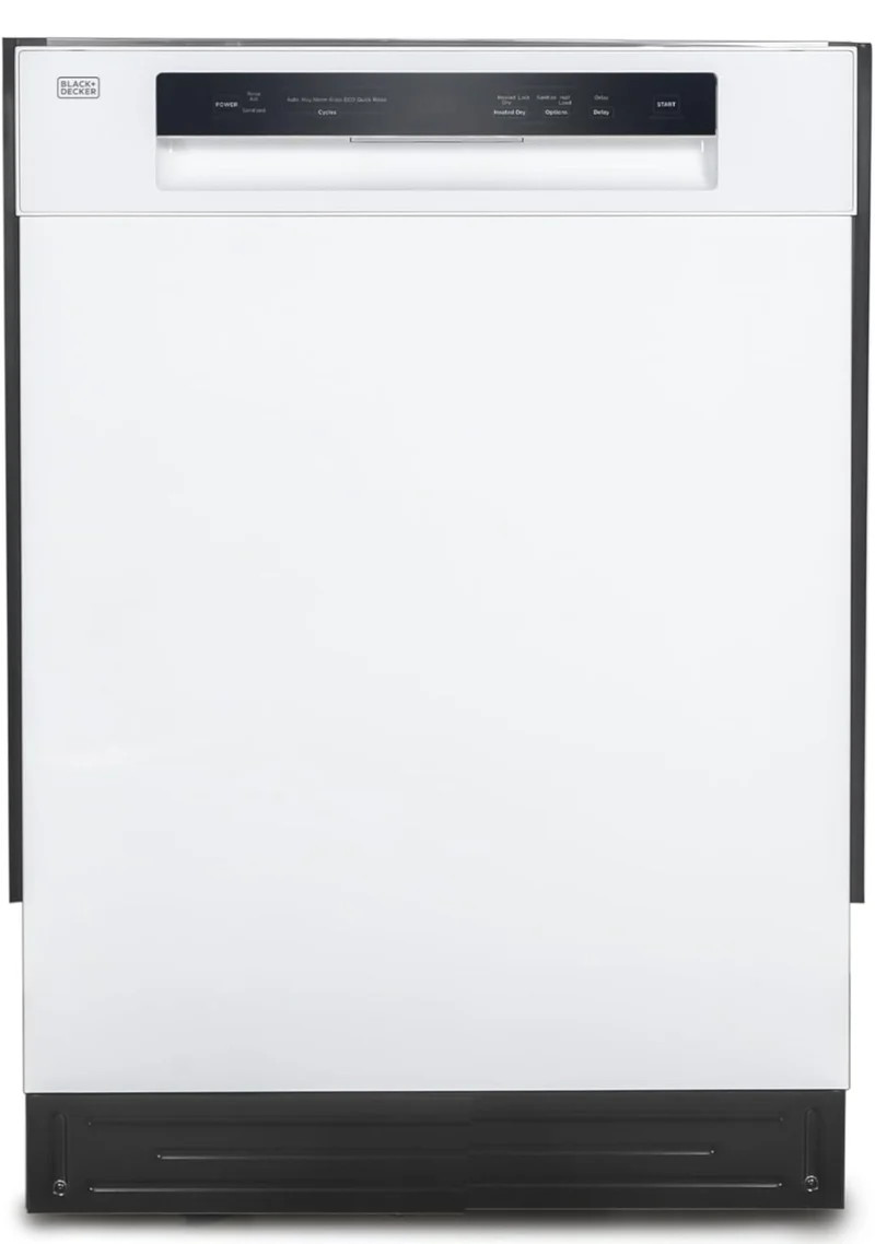 BLACK+DECKER 24" Built-In Dishwasher, 12-Place Setting Capacity with Stainless Steel Tub, Dish Washer with 5 Wash Programs and Smart Wash Cycle, ENERGY STAR Certified, BDW100MW, White