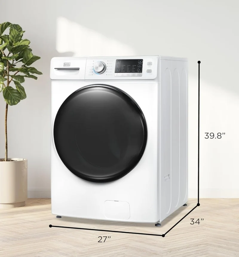 BLACK+DECKER 4.5 Cu. Ft. Front Load Washer, Full Size Washing Machine with 12 Cycles, ENERGY STAR certified Washer Machine, Hot & Cold Inlet Hoses, LED Display, 120V, BFLW45M, White