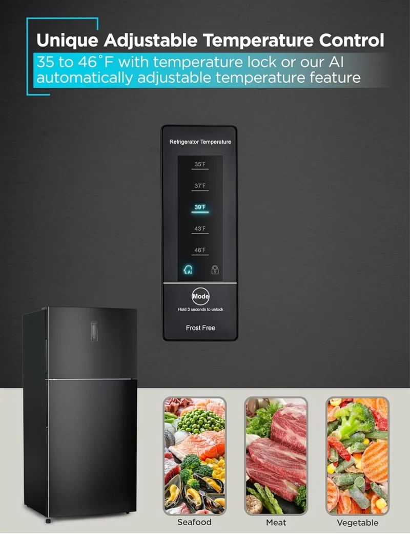BLACK+DECKER 16.4 Cu. Ft. Top Mount Refrigerator with Freezer, 2 Door Fridge with Separate Temperature Controls, Auto Defrost, Full Size Kitchen Appliance For Homes and Apartments, BR1640KB, Black