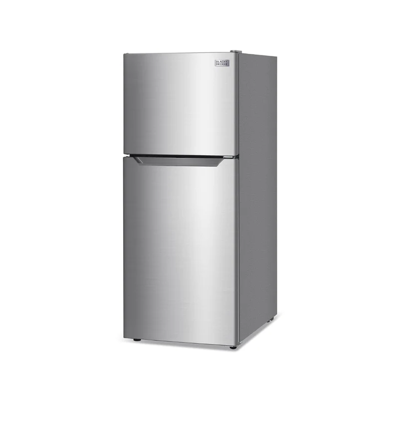 BLACK+DECKER 12.1 Cu. Ft. Top Mount Refrigerator with Freezer, 2 Door Refrigerator with Top Freezer and Adjustable Temperature Control, ENERGY STAR, BR1210HS, Stainless Steel Look