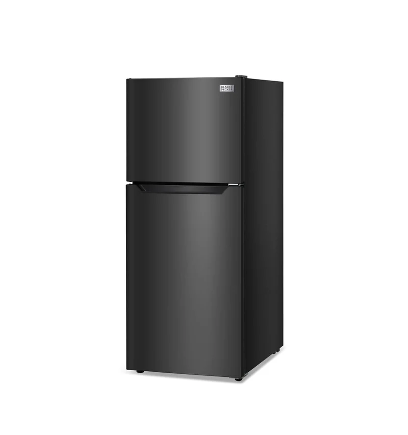 BLACK+DECKER 12.1 Cu. Ft. Top Mount Refrigerator with Freezer, 2 Door Refrigerator with Top Freezer and Adjustable Temperature Control, For Homes and Apartments, ENERGY STAR, BR1210HB, Black