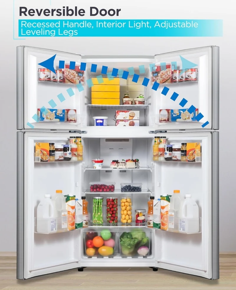 BLACK+DECKER 10 Cu. Ft. Top Mount Refrigerator with Freezer, 2 Door Refrigerator with Top Freezer and Adjustable Temperature Control,ENERGY STAR, BR1000HS, Stainless Steel Look