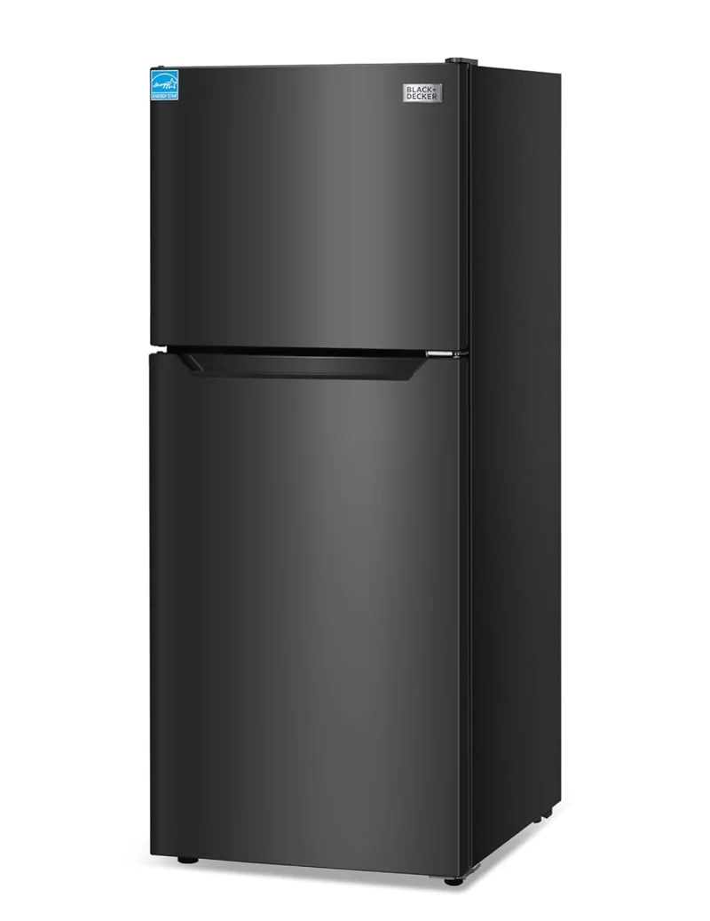 BLACK+DECKER 10 Cu. Ft. Top Mount Refrigerator with Freezer, 2 Door Refrigerator with Top Freezer and Adjustable Temperature Control, ENERGY STAR,BR1000HB, Black