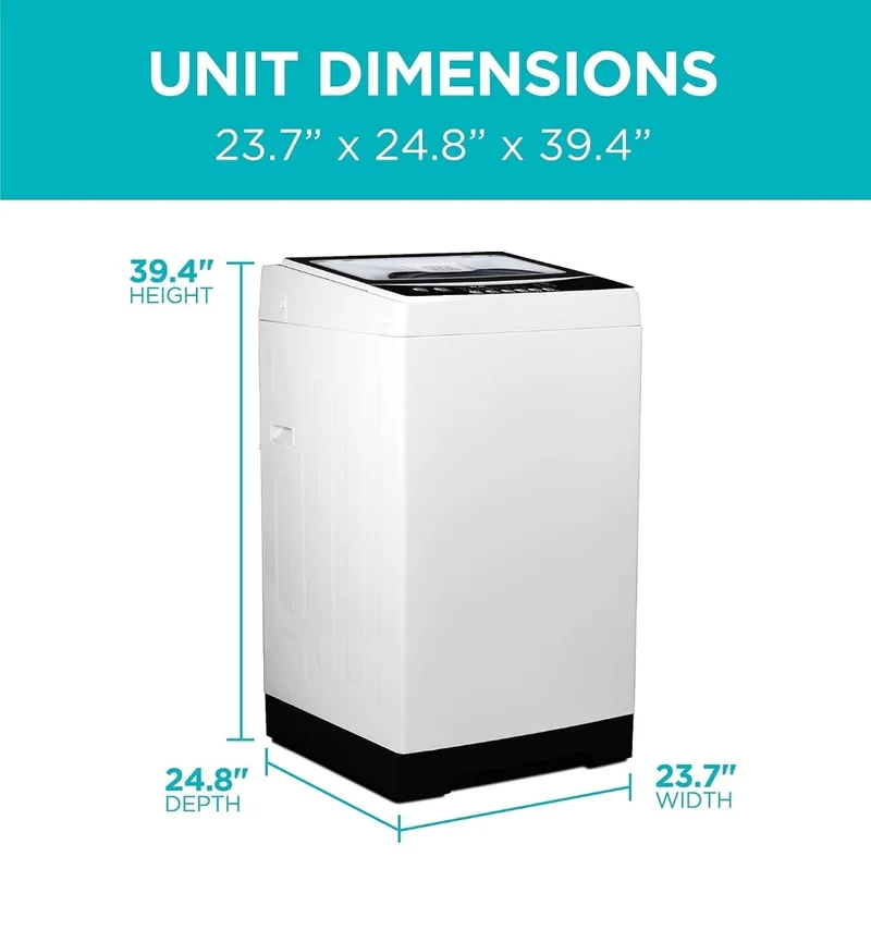 BLACK+DECKER 3.0 Cu. Ft. Portable Washer, 26.5 lb. Capacity Washing Machine, 6 Cycles, Quick Connect Sink Adapter and Drain Hose Included, Transparent Lid & LED Display, BPW30MW, White
