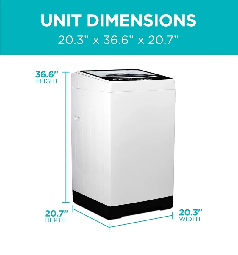 BLACK+DECKER Small Portable Washer, Washing Machine for Household Use, Portable Washer 1.7 cu.Ft with 10 Cycles, Transparent Lid & LED Display