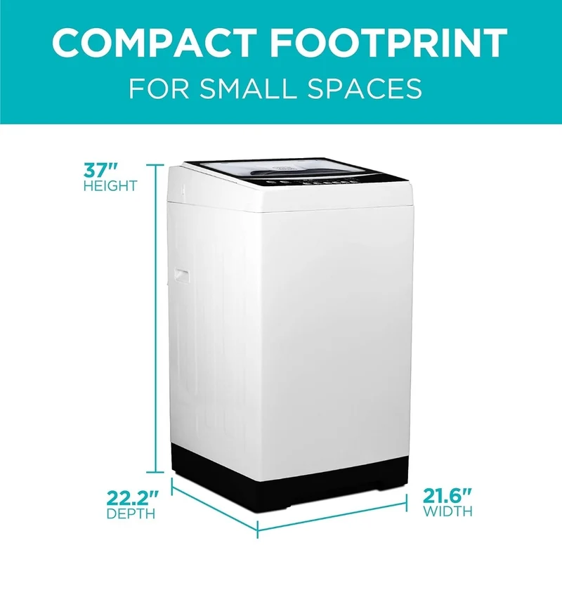 BLACK+DECKER Small Portable Washer, Washing Machine for Household Use, Portable Washer 2.0 Cu. Ft. with 6 Cycles, Transparent Lid & LED Display