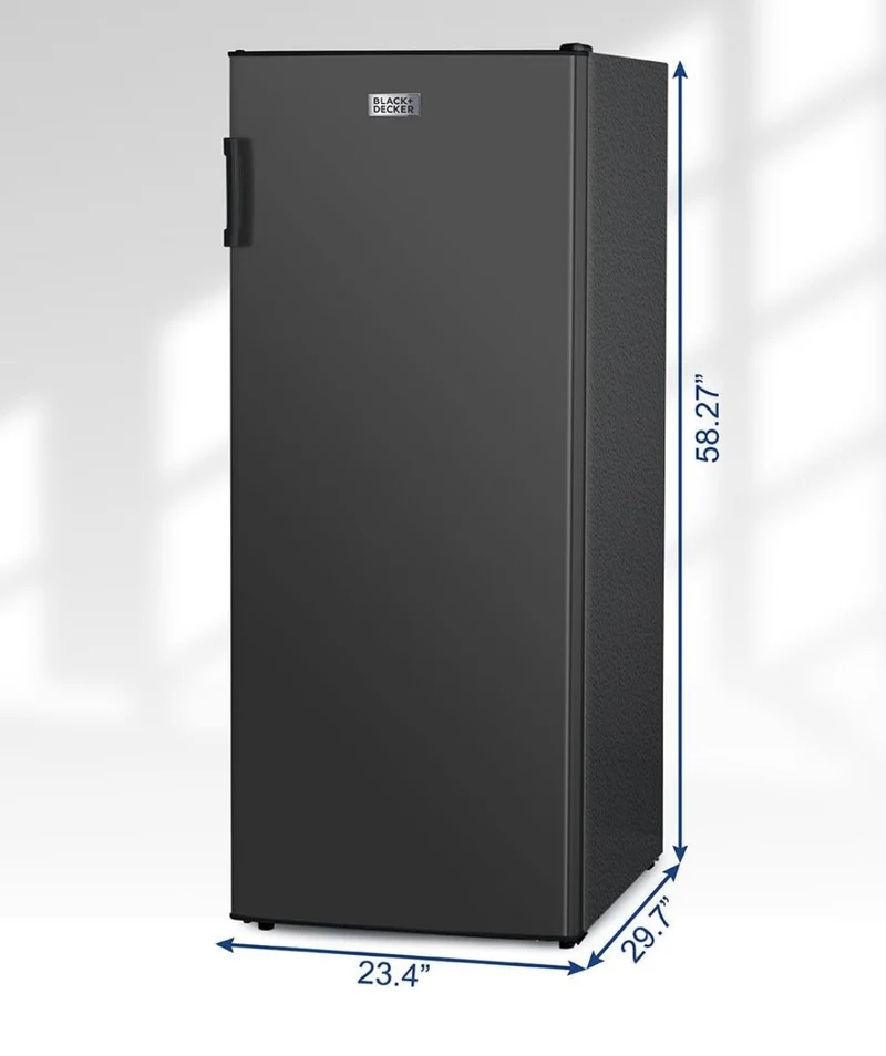 BLACK+DECKER 8.5 Cu. Ft. Upright Freezer, Stand Up Freezer with Mechanical Temperature Control,Freezer with 3 Shelves and 4 Door Bins, Manual Defrost,R600a Refrigerant, BUF850LS,Stainless Steel Look