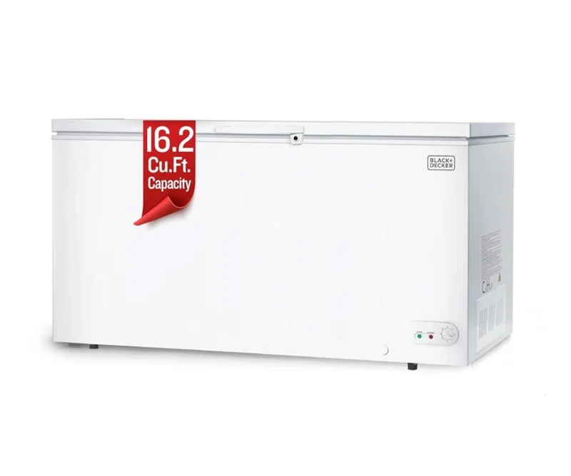 BLACK+DECKER 16.2 Cu. Ft. Chest Freezer, Deep Freezer with Top Opening, Freezer Chest with 2 Removable Storage Baskets, Mechanical Temperature Control, Manual Defrost, R600a Refrigerant,BCF1620E,White