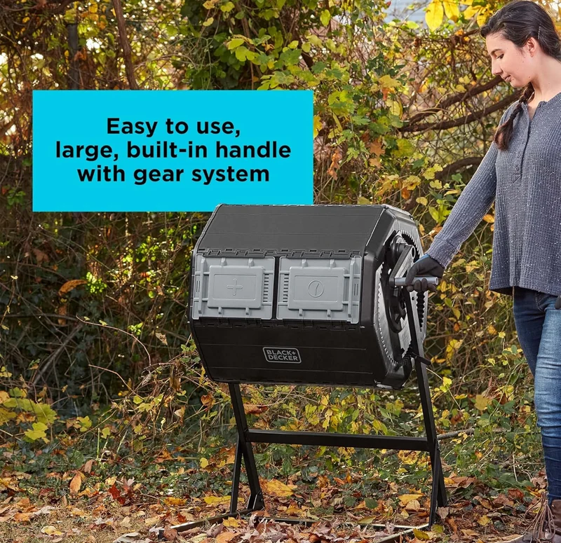 BLACK+DECKER 40-Gallon Dual Chamber Compost Tumbler Outdoor (BDSTGA9701)