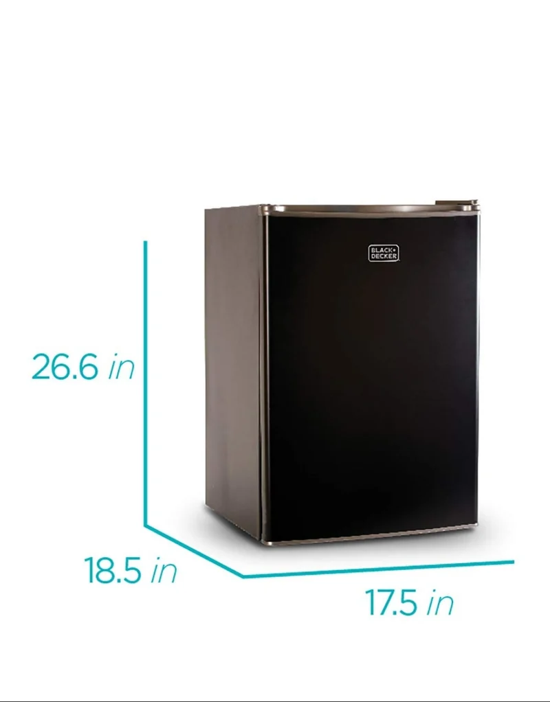 BLACK+DECKER BCRK25B Compact Refrigerator Energy Star Single Door Mini Fridge with Freezer, 2.5 Cubic Feet, Black