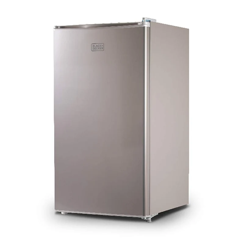 BLACK+DECKER 3.2 Cu. Ft. Compact Refrigerator, ENERGY STAR Certified Small Refrigerator, Single Door Mini Fridge with Freezer, Personal Fridge for Home/Dorm Room, R600a Refrigerant, VCM Stainless Look