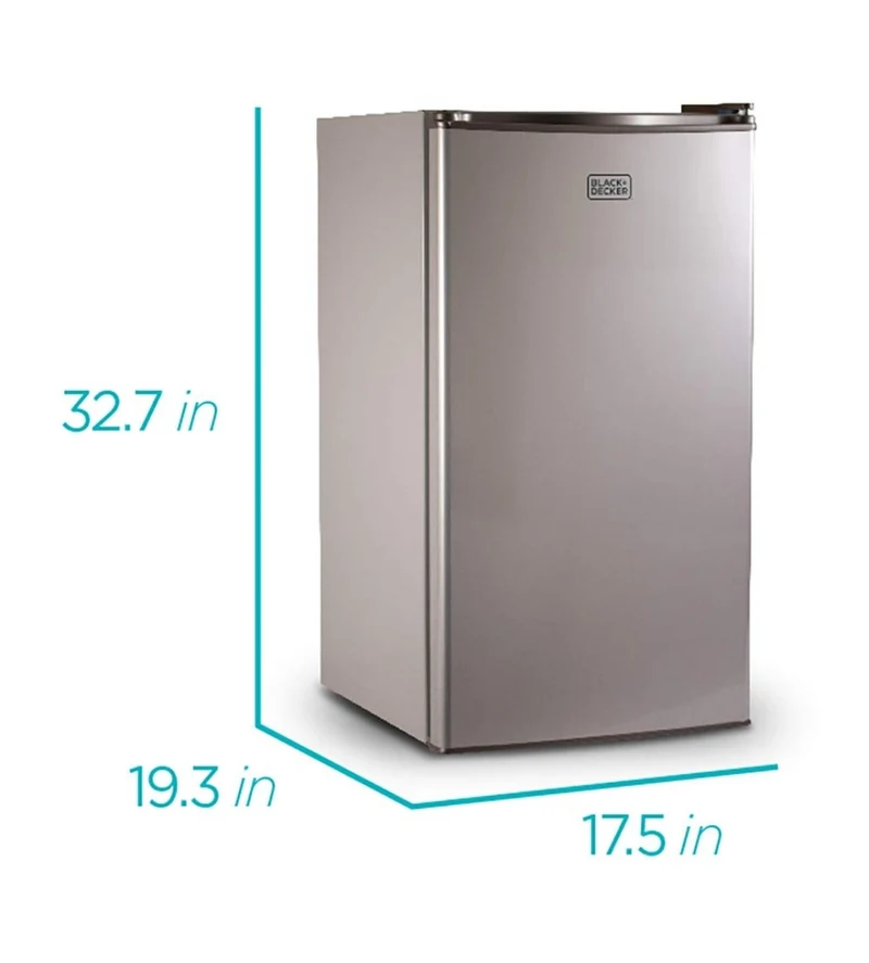 BLACK+DECKER 3.2 Cu. Ft. Compact Refrigerator, ENERGY STAR Certified Small Refrigerator, Single Door Mini Fridge with Freezer, Personal Fridge for Home/Dorm Room, R600a Refrigerant, VCM Stainless Look