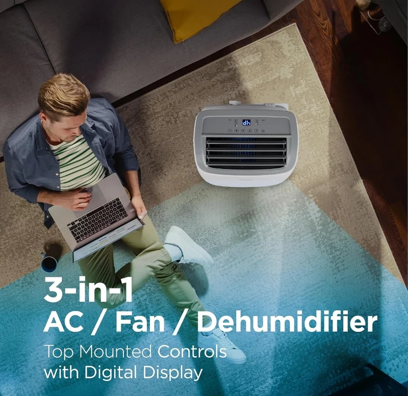 BLACK+DECKER 10,000 BTU Portable Air Conditioner for Rooms up to 450 Sq. with Remote Control, White