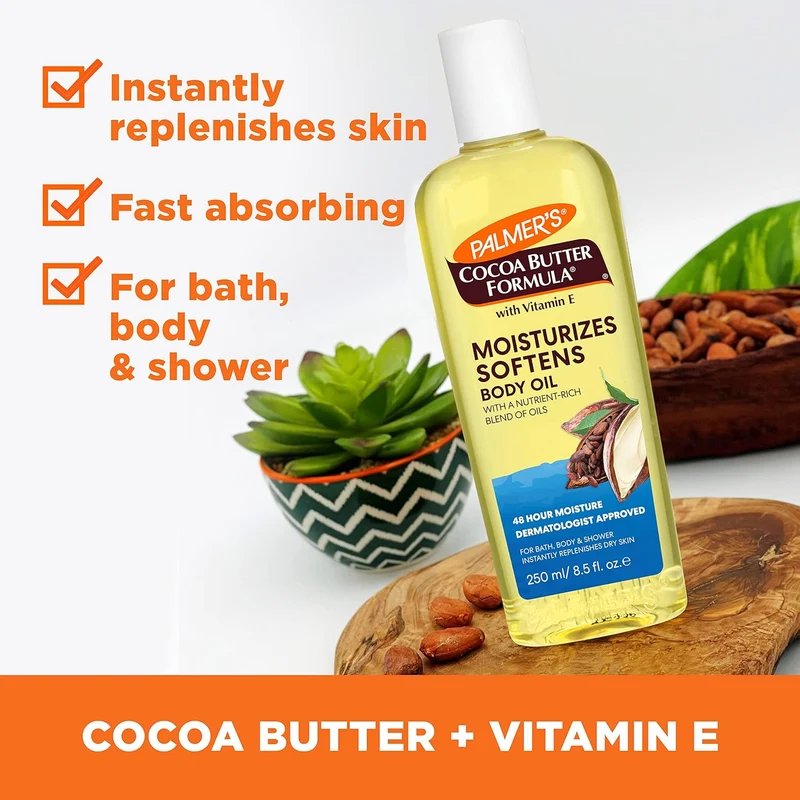 Palmer's Cocoa Butter Body Oil + Body Lotion, Value Skin Care Bundle for Dry Skin, Provides 48 HR Moisture to Dry, Rough Skin