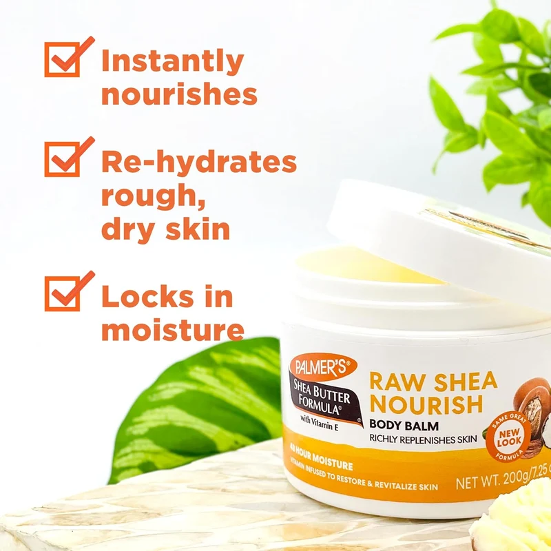Palmer's Shea Butter Formula Raw Shea Butter Balm w/ Vitamin E, Nourishing Body Moisturizer for Rough, Dry Skin, 7.25 oz (Pack of 2)