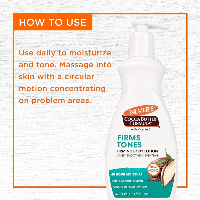 Palmer's Cocoa Butter Formula Skin Firming Body Lotion, Toning & Tightening Cream with Q10, Collagen & Elastin - (13.5 Oz.)