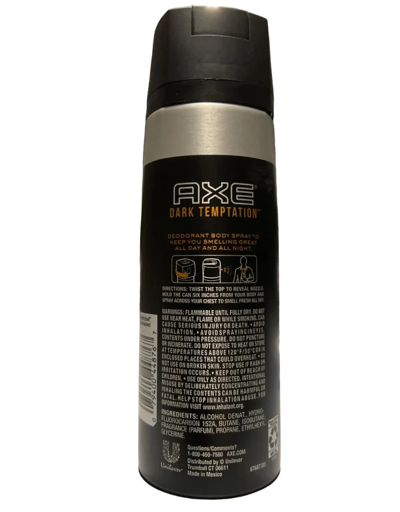 Axe Dark Temptation Deodorant Body Spray XL All Day Fresh - 5.07 Oz (Pack of 2)