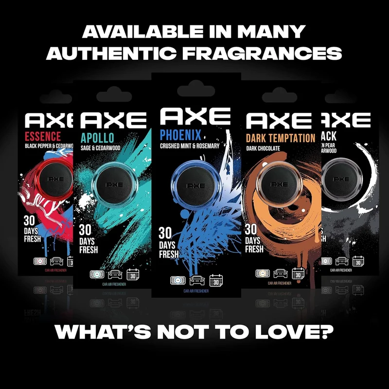 Axe Mini Vent Clip Car Air Freshener - Phoenix Scent 30 Days Fresh - (Pack of 2)