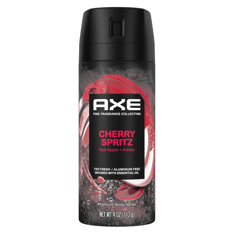Axe Deodorant Body Spray Cherry Spritz Fine Fragrance Aluminum Free - 4.0 oz (Pack of 3)
