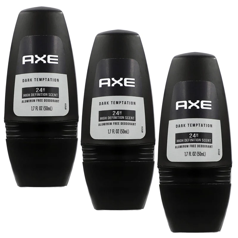 Axe Dark Temptation Roll-on Deodorant Long Lasting Protection - Black - 1.7 FL OZ (Pack of 3)