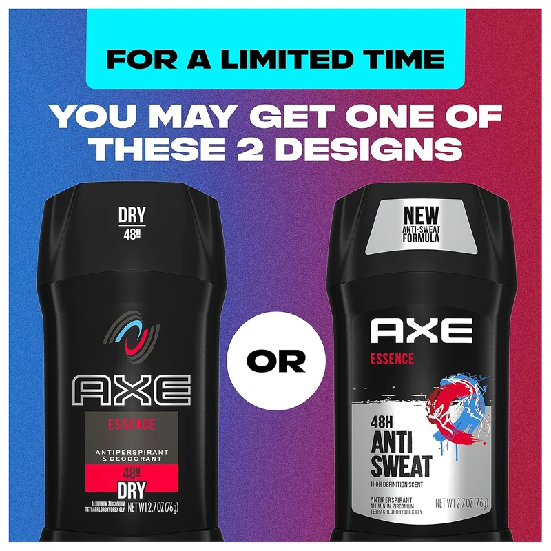 AXE Antiperspirant Deodorant For Men 48H Sweat And Odor Protection - Essence Black Pepper And Cedarwood Scent- 2.7oz (Pack of 2)