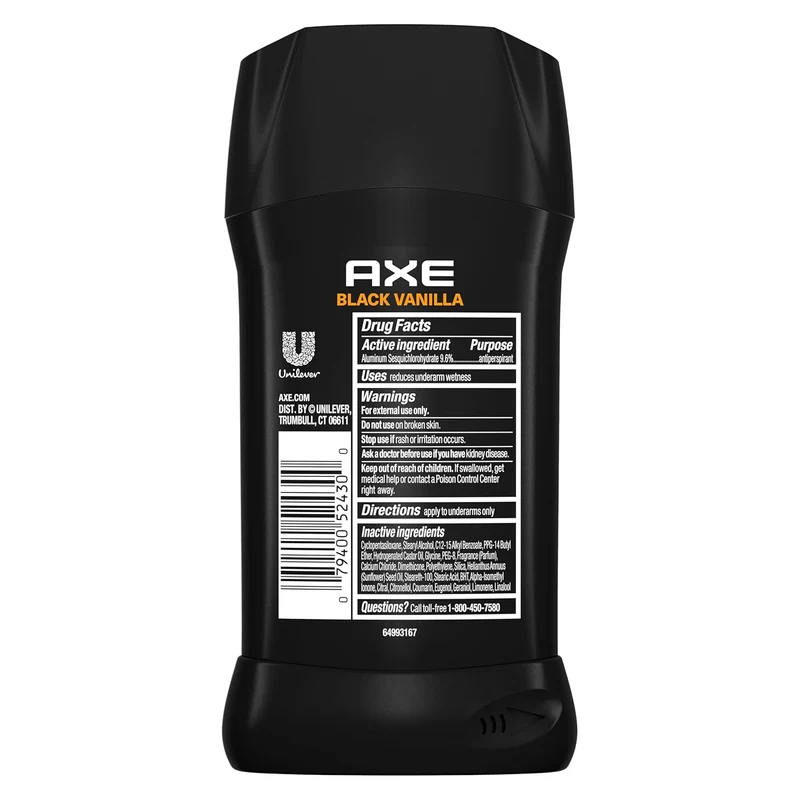 AXE Fine Fragrance Collection Antiperspirant Deodorant for Men Black Vanilla 72 Hour Sweat & Odor Protection - 2.6 oz (Pack of 2)