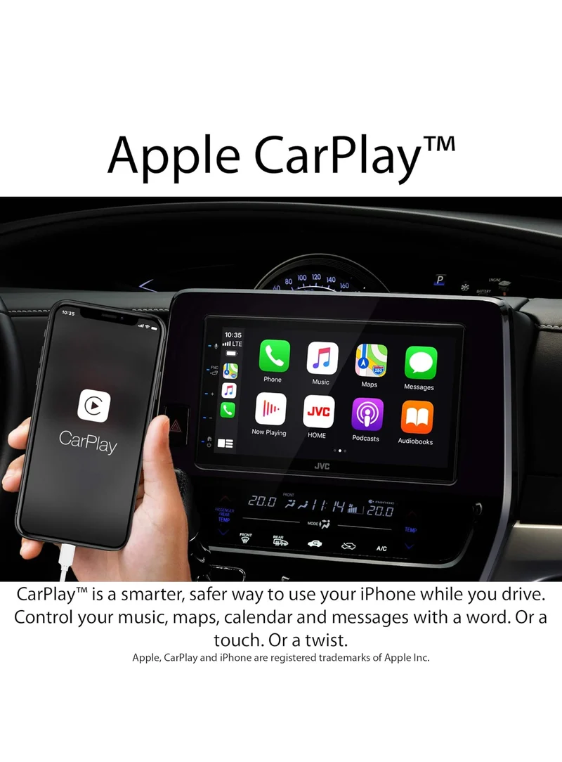 JVC KW-M560BT Apple CarPlay Android Auto Multimedia Player w/ 6.8" Capacitive Touchscreen, Bluetooth Audio and Hands Free Calling, MP3 Player, Double DIN, 13-Band EQ, SiriusXM, AM/FM Car Radio